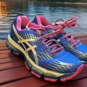 Excellent Asics GEL Nimbus 17 Womens 7.5 Royal Blue Magenta White 39 EUR
